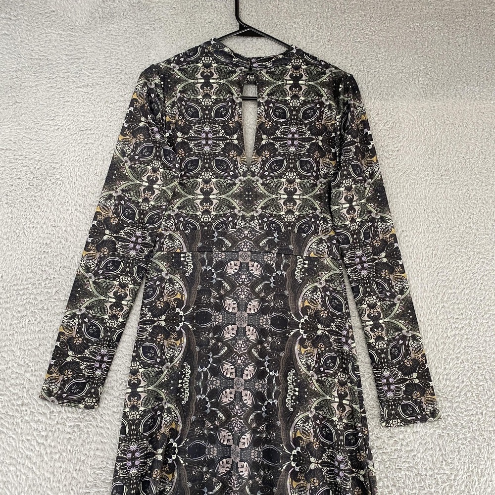 Free People Maxi Dress Womens Small Black Metallic Paisley‎ Cabaret Boho Keyhole - Picture 8 of 11